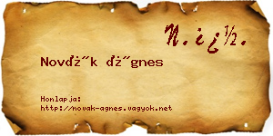 Novák Ágnes névjegykártya